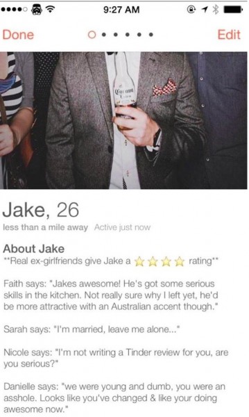 This guys ex-girlfriends wrote him Tinder reviews—with 