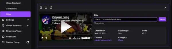 Twitch Clips Field to Change Title