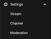 Twitch Dashboard Setting Options