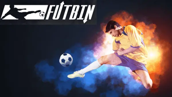 Futbin logo and man playing soccer